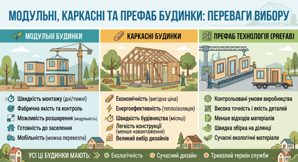 Модульні будинки, каркасні будинки, префаб технологія. переваги вибору