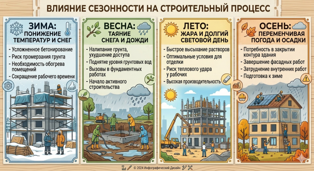 Влияние сезонности на процесс строительства